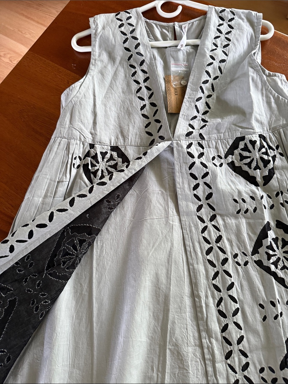 Sleeveless Embroidered Cotton Sundress - light blue. Purchased in Tokyo
